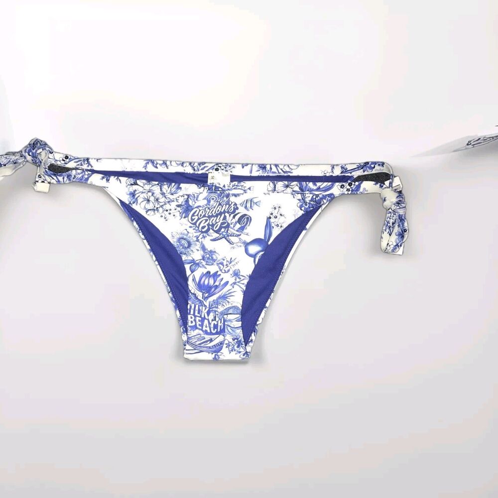 Seafolly‎ Hipster Bikini Swim Bottom Blue White US Size 10 Women's Floral Ocean